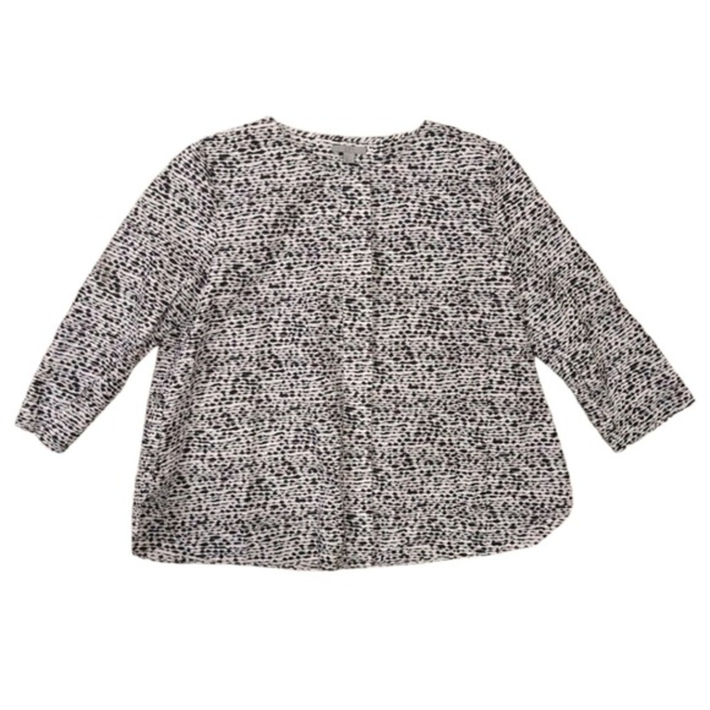 COS Women Black White Abstract Print Cotton 3/4‎ Sleeve Blouse Sz 10 - Picture 2 of 7